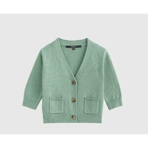 Quince Kids Unisex Sage Green Organic Cotton V-Neck Cardigan‎ Sweater Size 5T